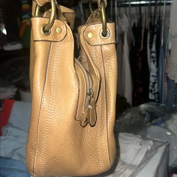 Fossil Tan Leather Shoulder Bag with Double Handles - Picture 6 of 10